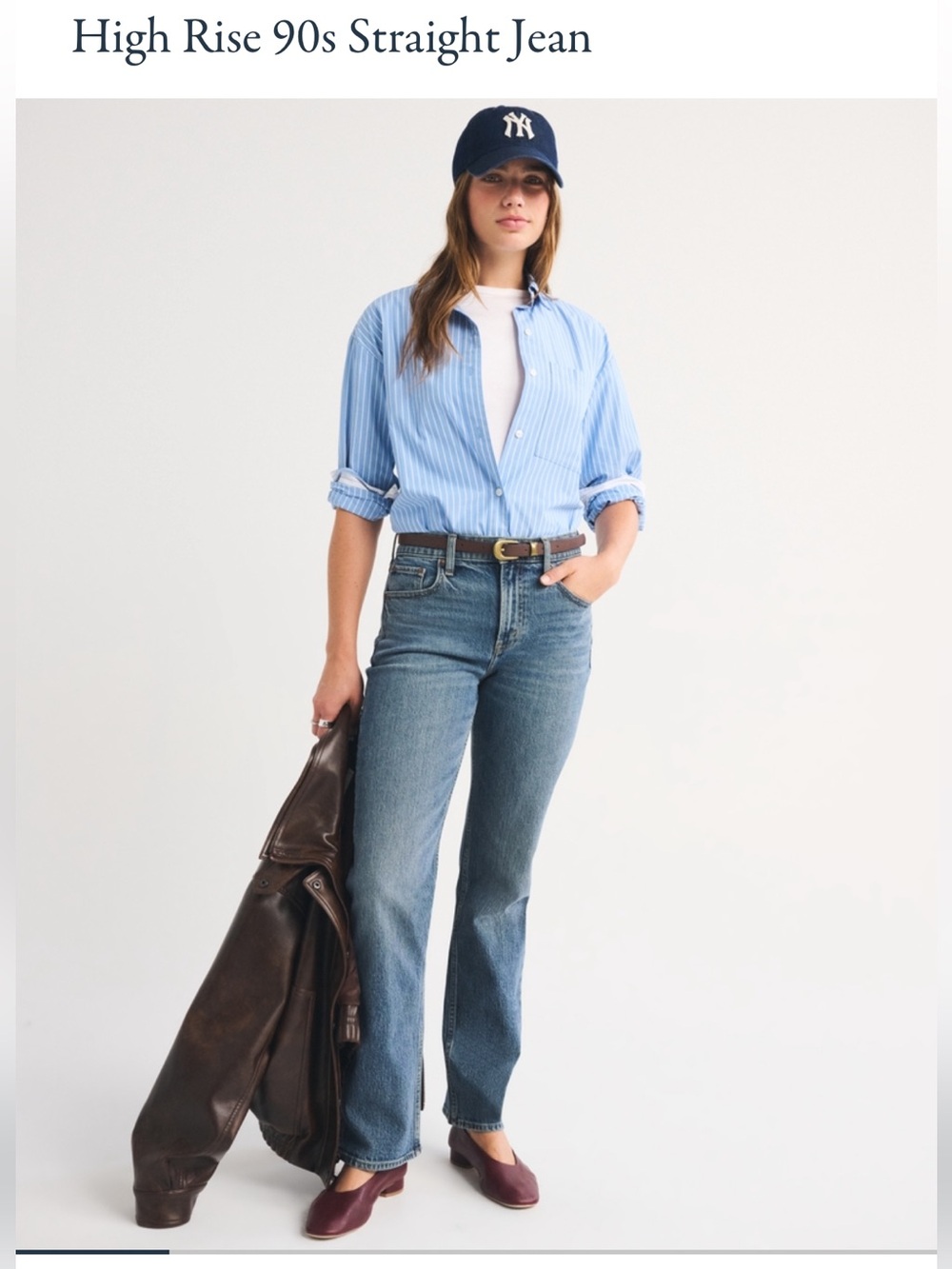 Abercrombie & Fitch High Rise 90s Straight Jean - Blue 27L